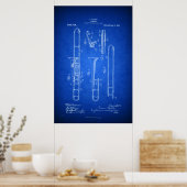 Hi res Trombone Patent art Blueprint style Poster (Küche)