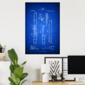 Hi res Trombone Patent art Blueprint style Poster (Heimbüro)