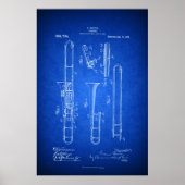 Hi res Trombone Patent art Blueprint style Poster (Vorne)