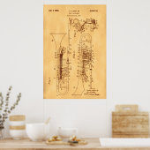 Hi res Trombone Patent Art Vintag Paper Poster (Küche)