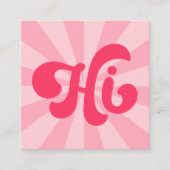 Hi retro pink or any color sunburst quadratische visitenkarte (Vorderseite)