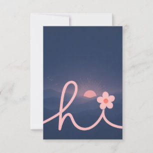 "hi" Schrift Berg Sonnenuntergang Design Dankeskarte