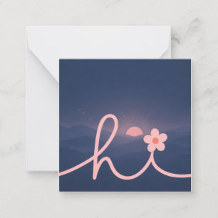 "hi" Schrift Berg Sonnenuntergang Design Mitteilungskarte