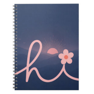 "hi" Schrift Berg Sonnenuntergang Design Notizblock