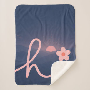 "hi" Schrift Berg Sonnenuntergang Design Sherpadecke