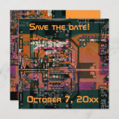 Hi-Tech E-Geek Hochzeit speichern Sie das Datum Save The Date (Vorne/Hinten)