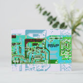 Hi-Tech geek wedding RSVP Karte (Stehend Vorderseite)