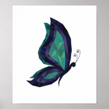 Hi-Tech-Schmetterling, geometrisch blau-grünes Low