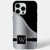 Hi Tech Silver Metallic Monogram Design Case-Mate iPhone Hülle (Rückseite)