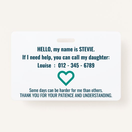 hi tourette Syndrom Patience pvc Abzeichen Ausweis (Rückseite)