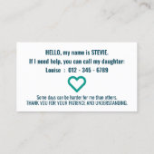 hi tourette Syndrom Patience pvc Abzeichen Visitenkarte (Rückseite)