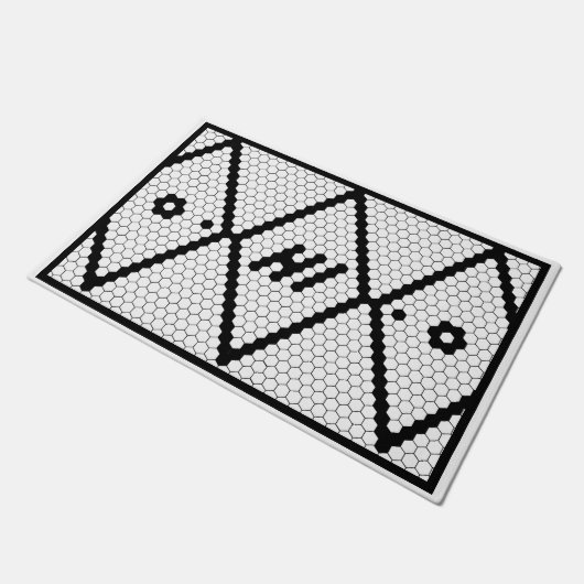 Hi Trendy Imitats Schwarz und Weiß Fußmatte (Schrägansicht)