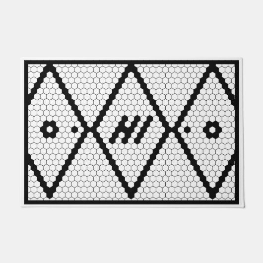 Hi Trendy Imitats Schwarz und Weiß Fußmatte (Vorderseite)