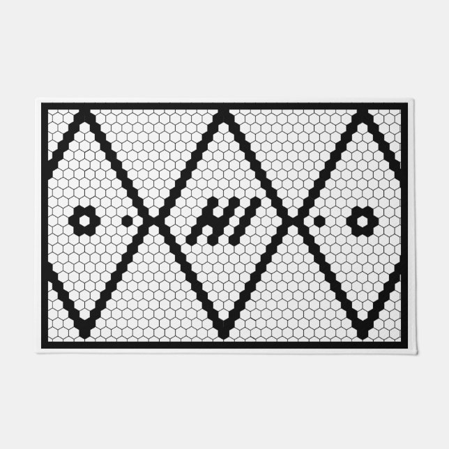 Hi Trendy Imitats Schwarz und Weiß Fußmatte (Vorderseite)