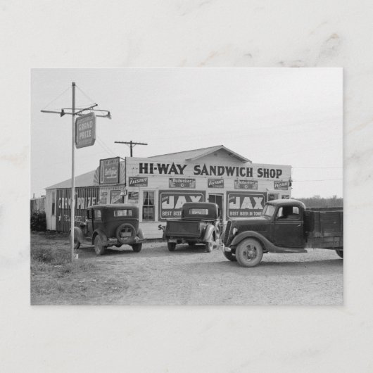 Hi-Way Sandwich Shop, 1939 Postkarte (Vorderseite)