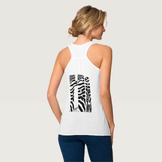 "Hi" Zebra Black and White Stripes Abstrakt Trendy Tank Top (Rückseite Vollansicht)