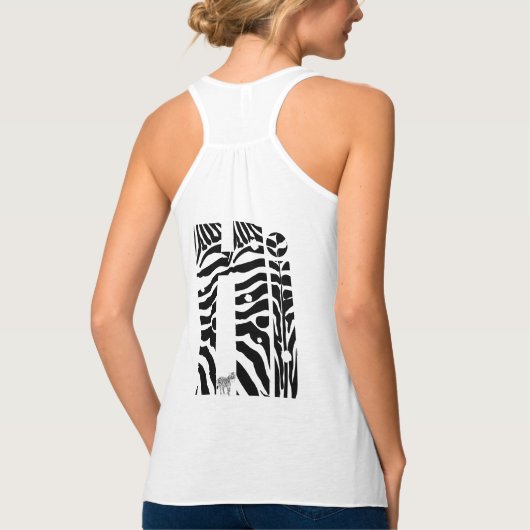 "Hi" Zebra Black and White Stripes Abstrakt Trendy Tank Top (Rückseite)