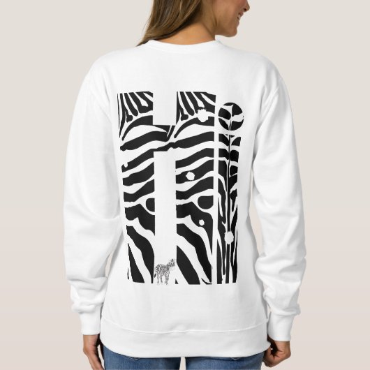 "Hi" Zebra Schwarz/Weiß Streifen Abstrakt trendy Sweatshirt (Rückseite)