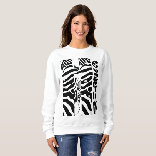 "Hi" Zebra Schwarz/Weiß Streifen Abstrakt trendy Sweatshirt (Vorne ganz)