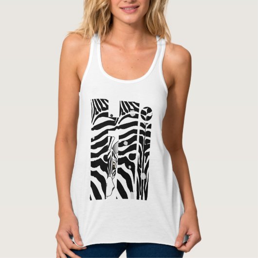 "Hi" Zebra Schwarz/Weiß Streifen Abstrakt trendy Tank Top (Vorderseite)