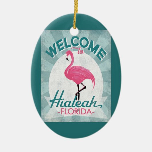Hialeah Florida Pink Flamingo Retro Keramik Ornament (Vorne)