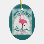 Hialeah Florida Pink Flamingo Retro Keramik Ornament (Hinten)