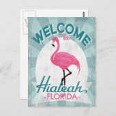 Hialeah Florida Pink Flamingo Retro Postkarte (Vorne/Hinten)