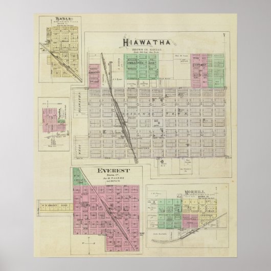Hiawatha, Everest, Morrill und Baker, Kansas Poster (Vorne)