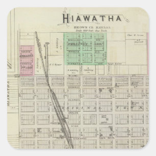 Hiawatha, Everest, Morrill und Baker, Kansas Quadratischer Aufkleber
