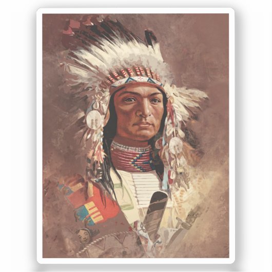 Hiawatha Native Amerikanische Ureinwohner Chief Po Aufkleber (Vorderseite)