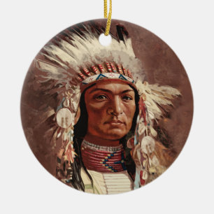 Hiawatha Native Amerikanische Ureinwohner Chief Po Keramik Ornament