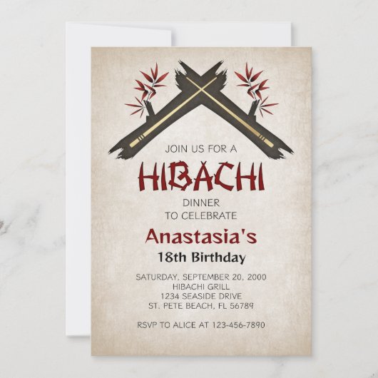 Hibachi Birthday Dinner Einladung (Vorderseite)