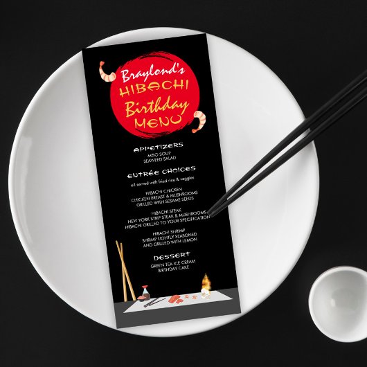 Hibachi Birthday Dinner Hibachi Party Menu Menükarte
