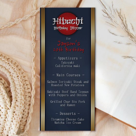 Hibachi Birthday Dinner Menükarte