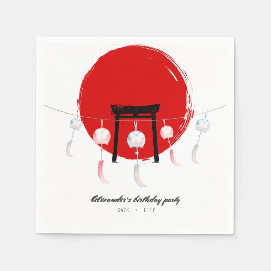 Hibachi Birthday Party Wind Chimes Furin Japanisch Serviette (Vorderseite)