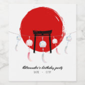 Hibachi Birthday Party Wind Chimes Furin Japanisch Weinetikett (Einzelnes Label)
