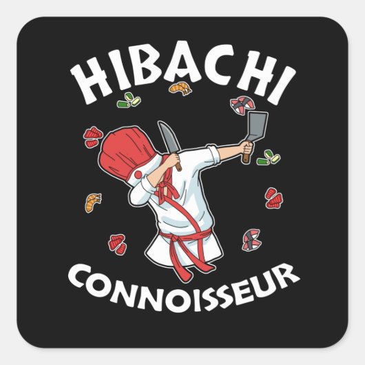 Hibachi Connoisseur Hibachi Grill Gift Hibachi Quadratischer Aufkleber (Vorderseite)