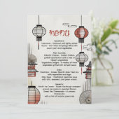 Hibachi Dinner Menü mit japanischen Lanterns Einladung (Stehend Vorderseite)