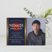 Hibachi Geburtstagsessen mit Foto Einladung (Stehend Vorderseite)