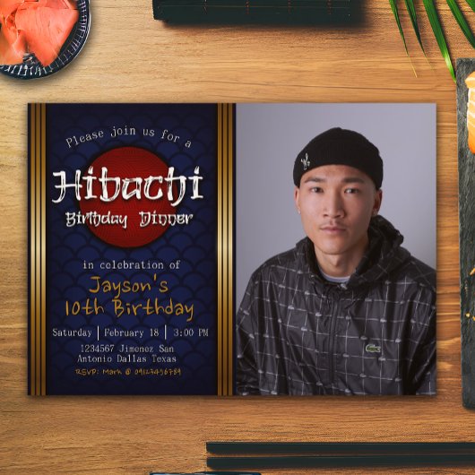 Hibachi Geburtstagsessen mit Foto Einladung