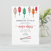 Hibachi Japanese Lanterns Koch Birthday Party Einladung (Stehend Vorderseite)