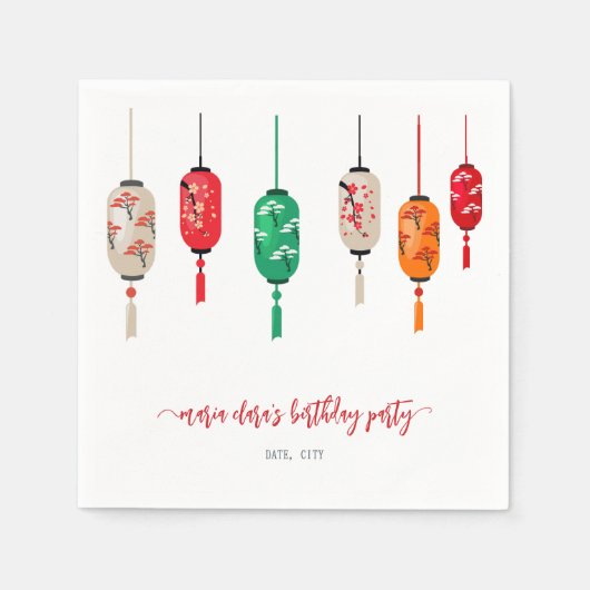 Hibachi Japanese Lanterns Koch Birthday Party Serviette (Vorderseite)