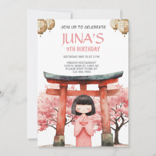 Hibachi Japanische Geisha Mädchen Geburtstagseinla Einladung