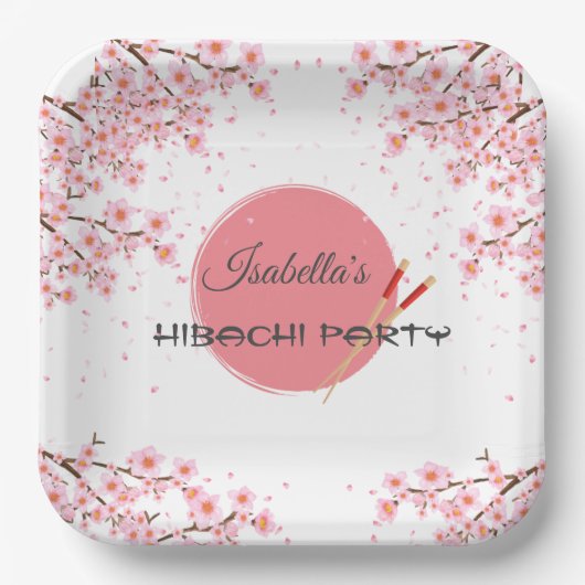 Hibachi Japanisches Dinner Geburtstagsparty Pappteller (Vorderseite)