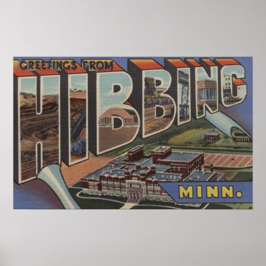 Hibbing, Minnesota - Große Buchstabenszenen Poster (Vorne)