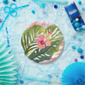 Hibiscus Beauty | Tropical Flower Watercolor Pappteller (Party)