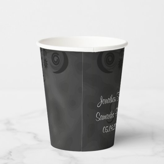 Hibiscus Black Floral Save The Date Fridge Magnets Pappbecher (Rechts)