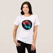 Hibiscus-Blüte TEXT PERSONALISIERBAR Tri-Blend Shirt (Vorderseite voll)
