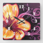 Hibiscus Dream Quadratische Wanduhr (Vorderseite)