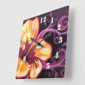 Hibiscus Dream Quadratische Wanduhr (Winkel)